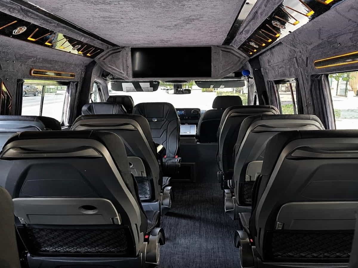 16 seater minibus interior in Baku with comfortable seats