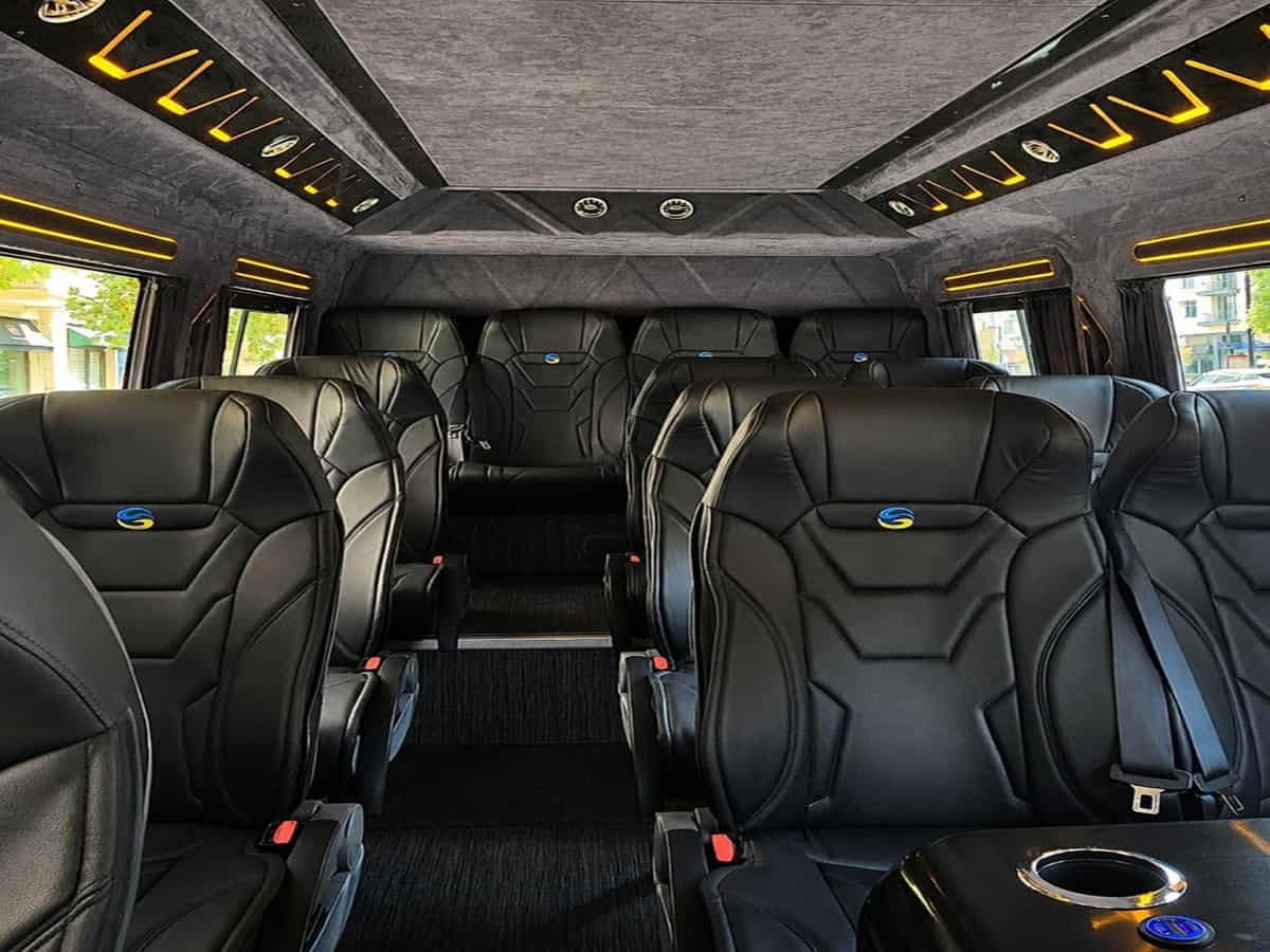 16 seater minibus passengers interior in Baku with comfortable seats