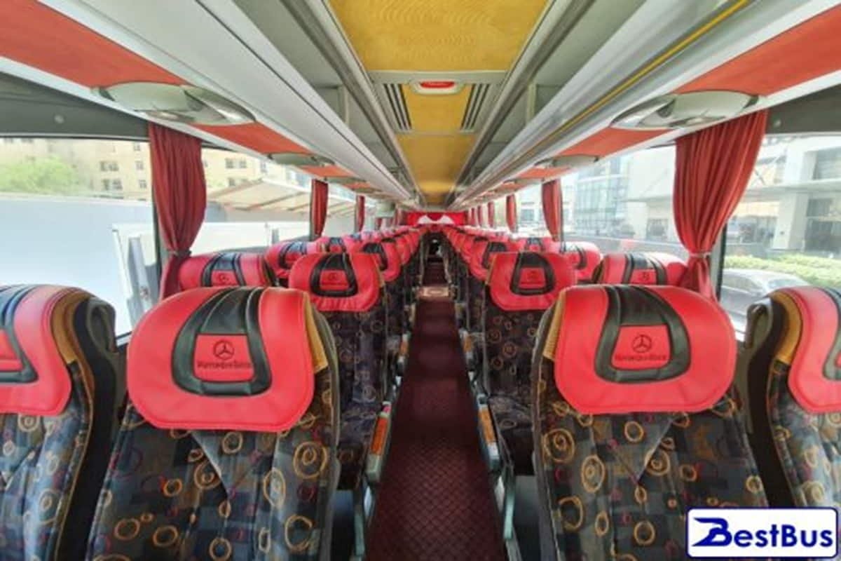 interior of 55 seater bus in Baku with comfortable seats