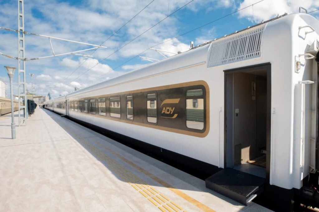 Passenger train from Baku to Gabala at the railway station