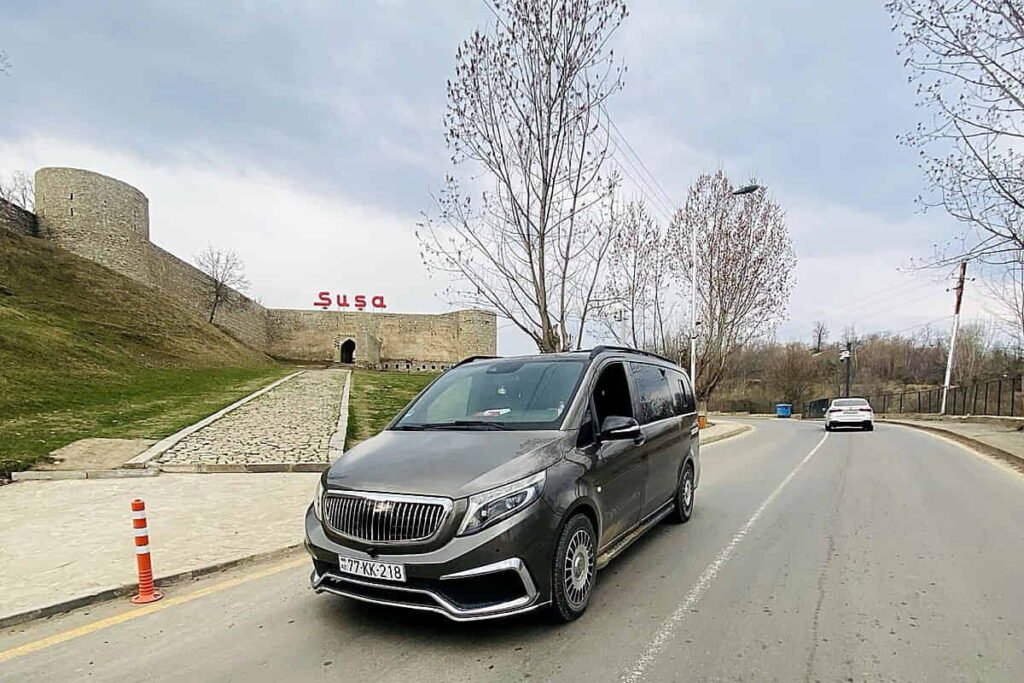 Luxury minivan on the Baku to Shusha route in Azerbaijan