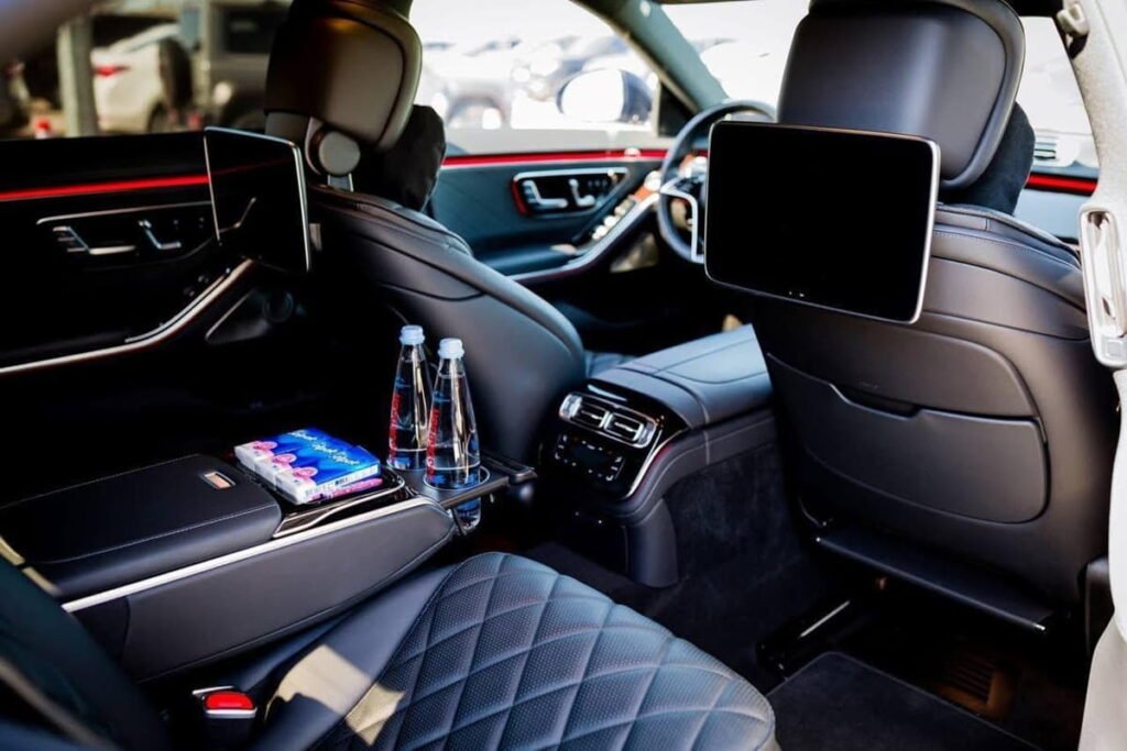 Luxury car rental in Baku interior premium comfort with chauffeur service