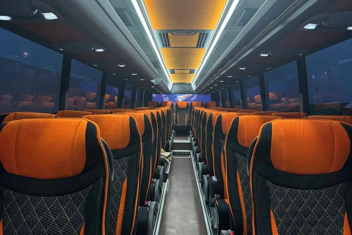 interior of 50 seater coach in Baku with comfortable seats