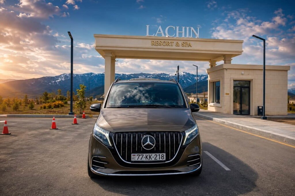 6-seater Mercedes V-Class at Lachin Resort during a private transfer from Baku