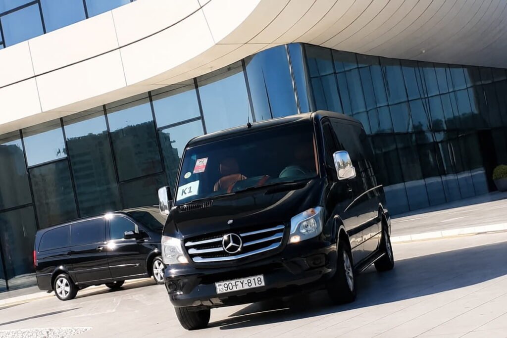 8-seater minibus at Heydar Aliyev Center in Baku
