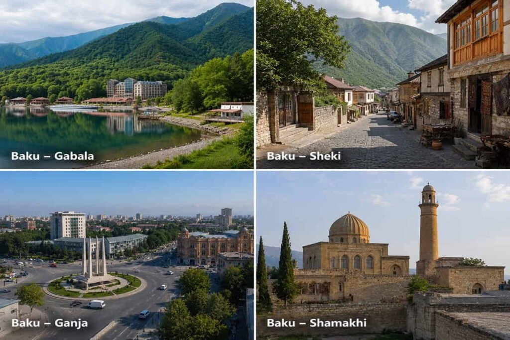 Roads from Baku to Gabala Sheki Ganja and Shamakhi Azerbaijan