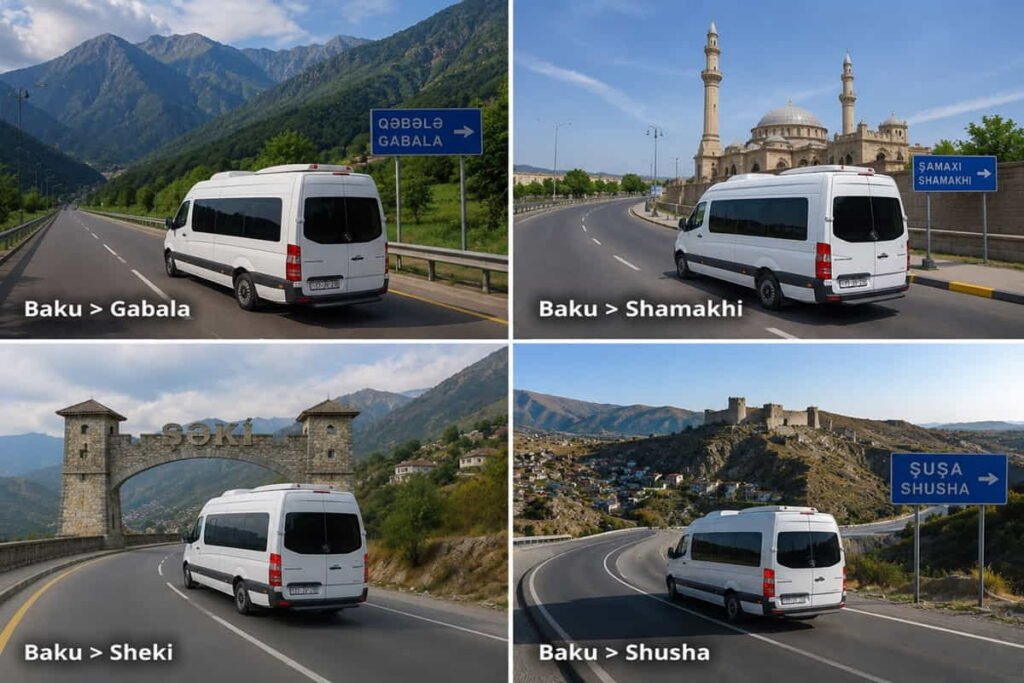 Minibus routes from Baku to Gabala, Shamakhi, Sheki and Shusha