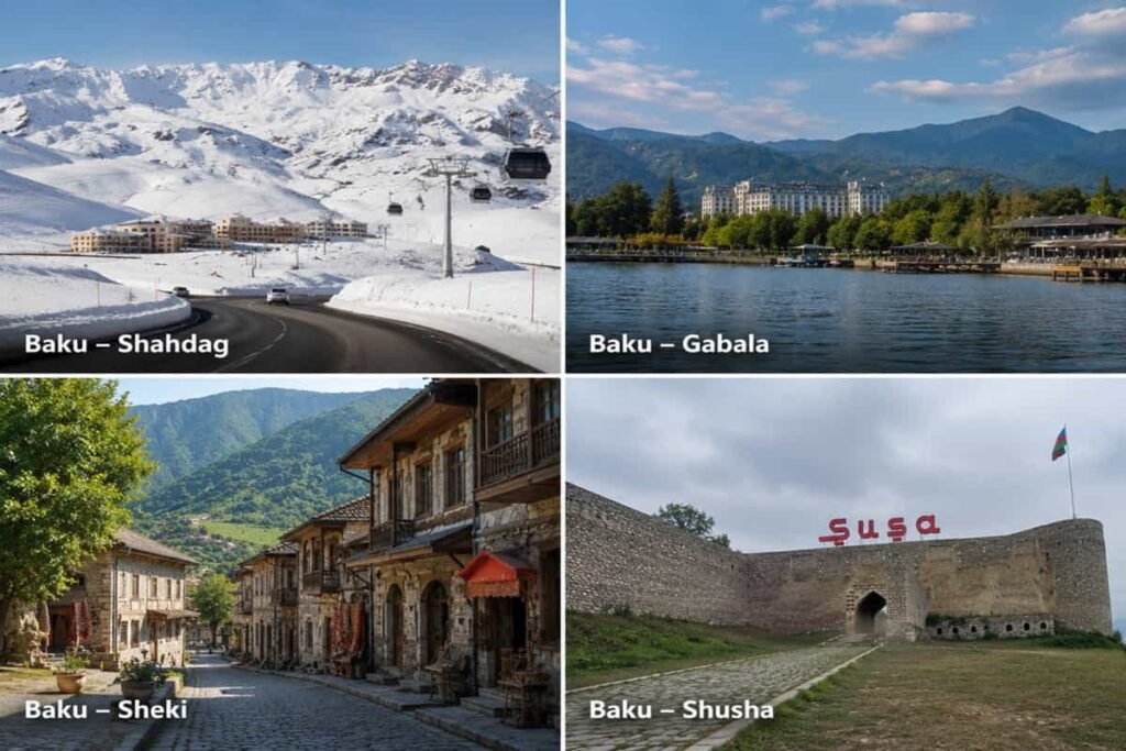 Scenic road routes from Baku to Shahdag Gabala Sheki and Shusha Azerbaijan