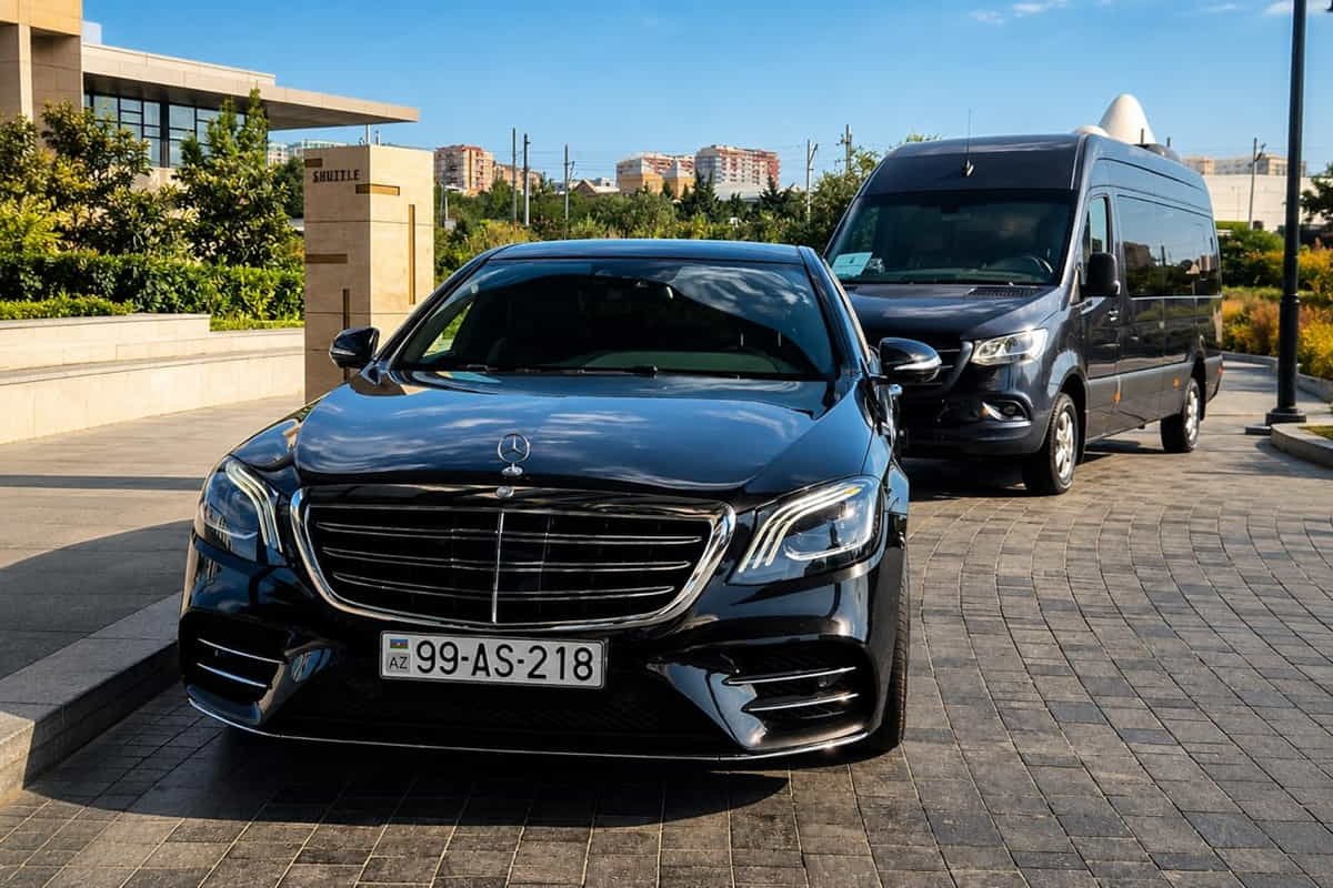 Mercedes S-Class 2020 in hotel parking Baku city