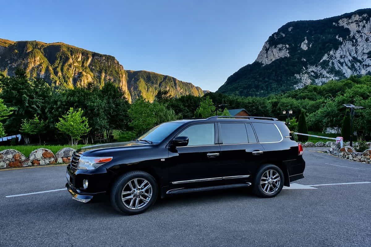 Black Toyota Land Cruiser at Gabala mountains in Azerbaijan